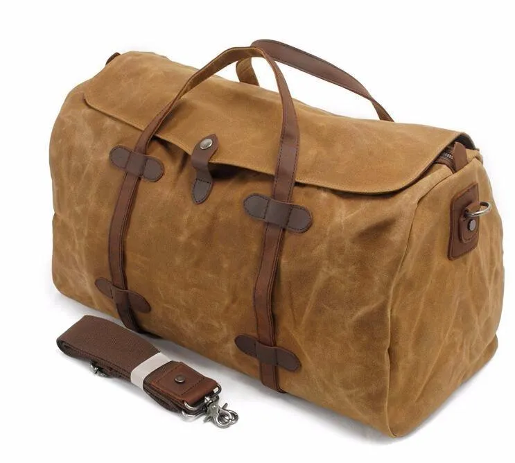 Vintage Wax Canvas Luggage Handbag Duffel Bag