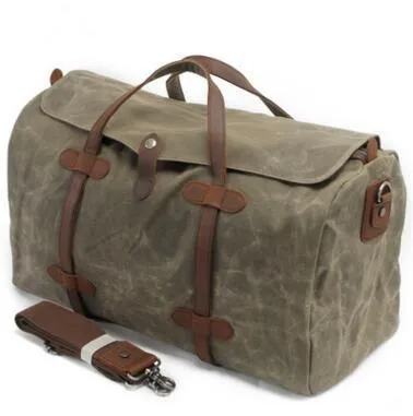 Vintage Wax Canvas Luggage Handbag Duffel Bag