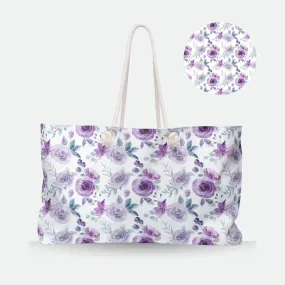 Violet Voyage Oversized Floral Weekender Tote for Her