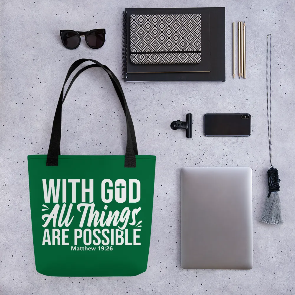 With God All Things Are Possible, Tote Bag, 6 Colors