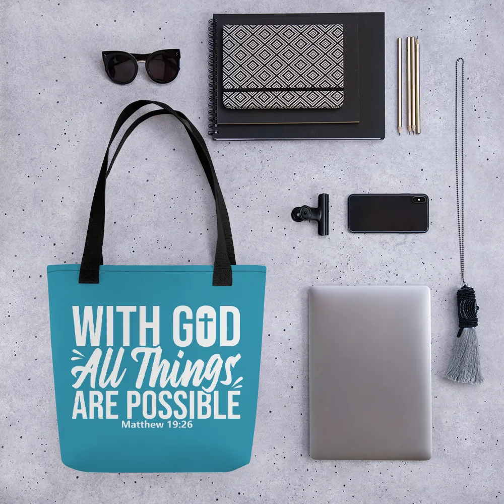 With God All Things Are Possible, Tote Bag, 6 Colors