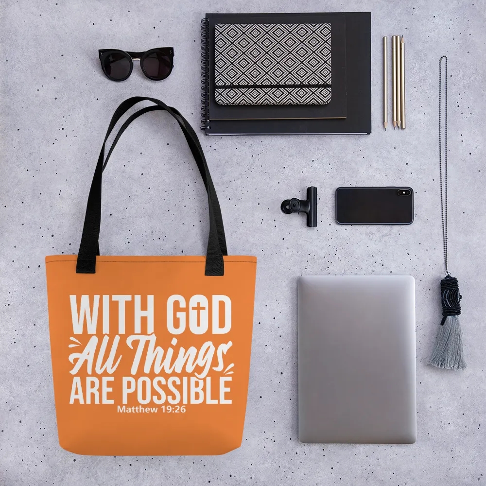 With God All Things Are Possible, Tote Bag, 6 Colors