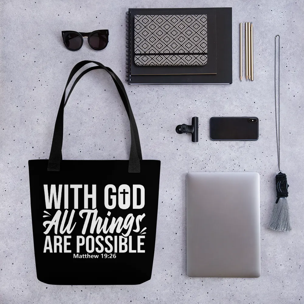 With God All Things Are Possible, Tote Bag, 6 Colors