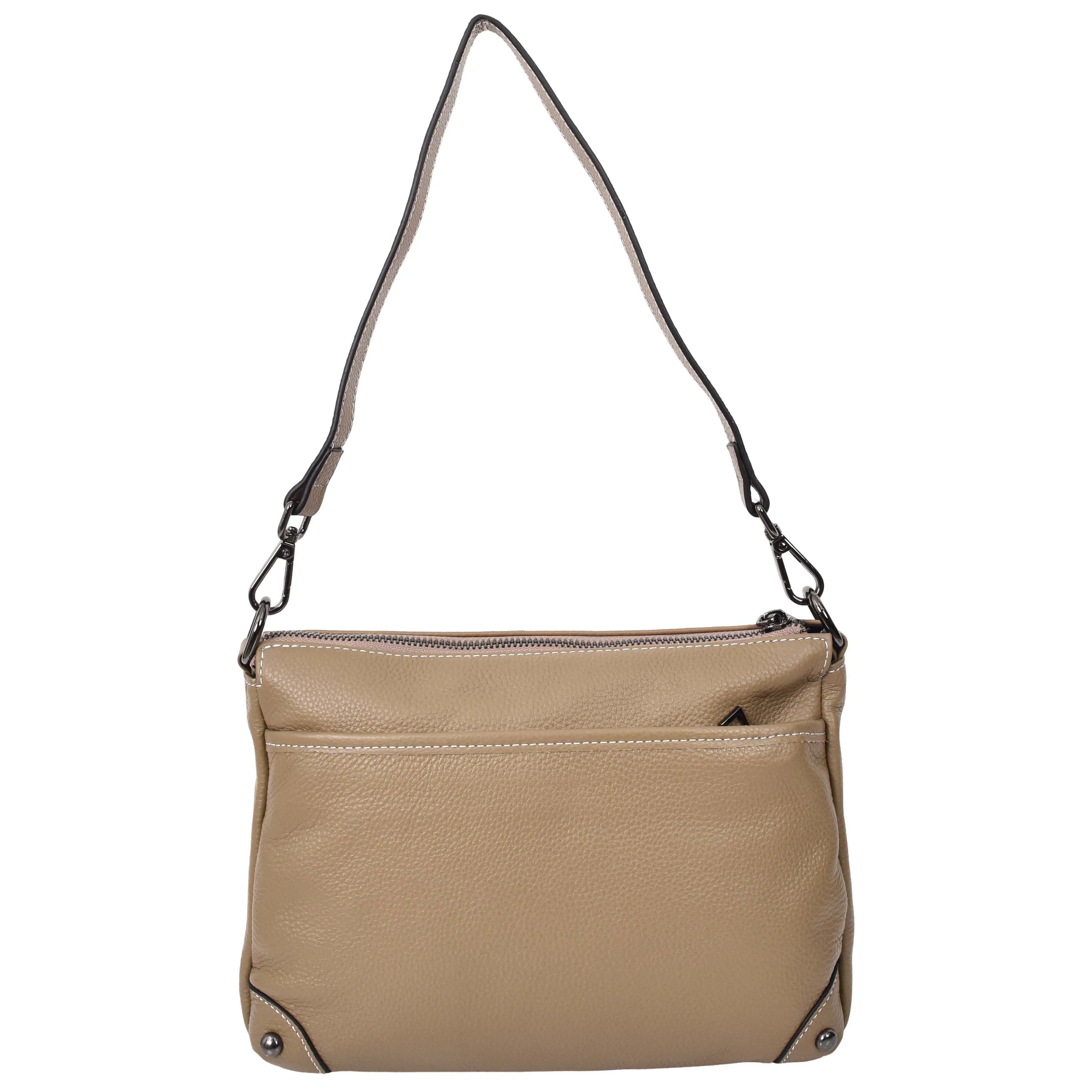 Womens Leather Shoulder Bag Classic Multiple Zip Pockets Handbag A188 Beige