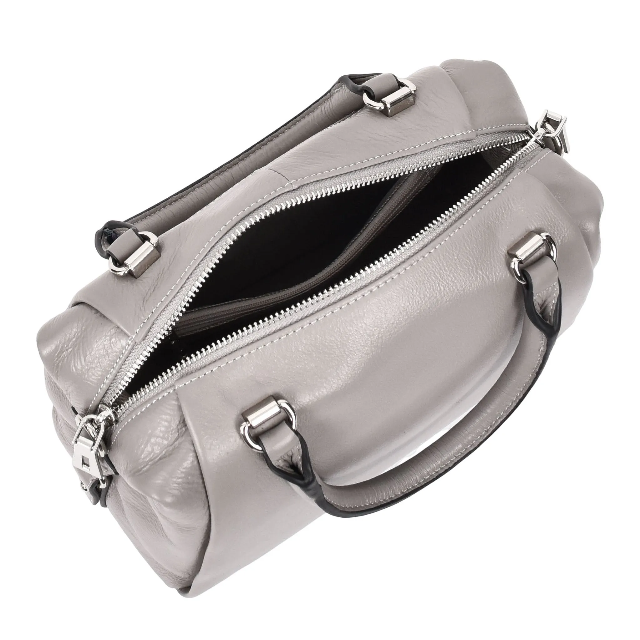 Womens Leather Small Barrel Shape Handbag Luna Grey