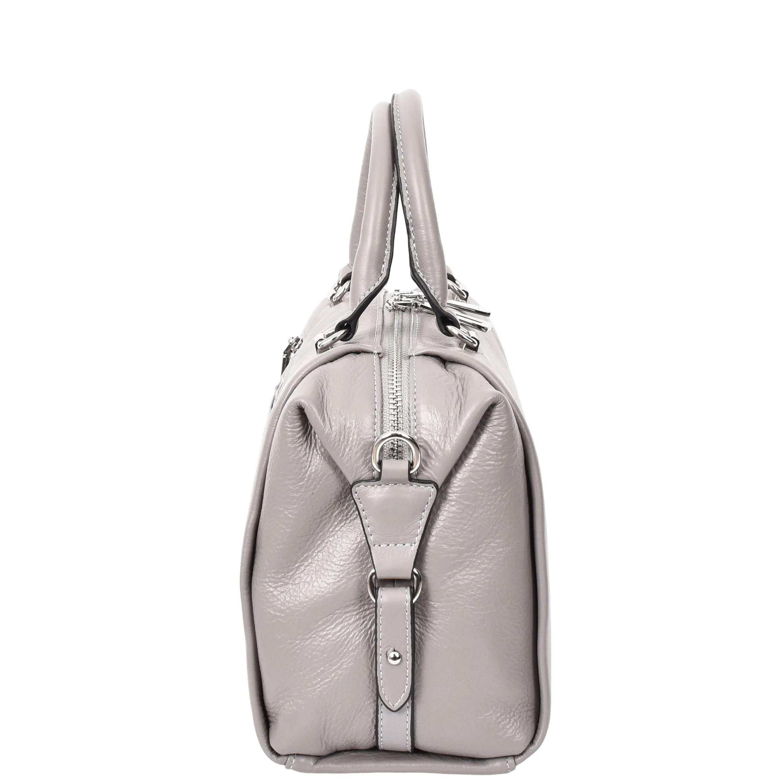 Womens Leather Small Barrel Shape Handbag Luna Grey