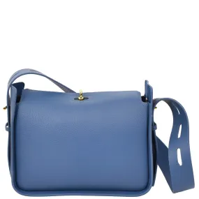 Womens Real Leather Classic Shoulder Bag Penelope Blue