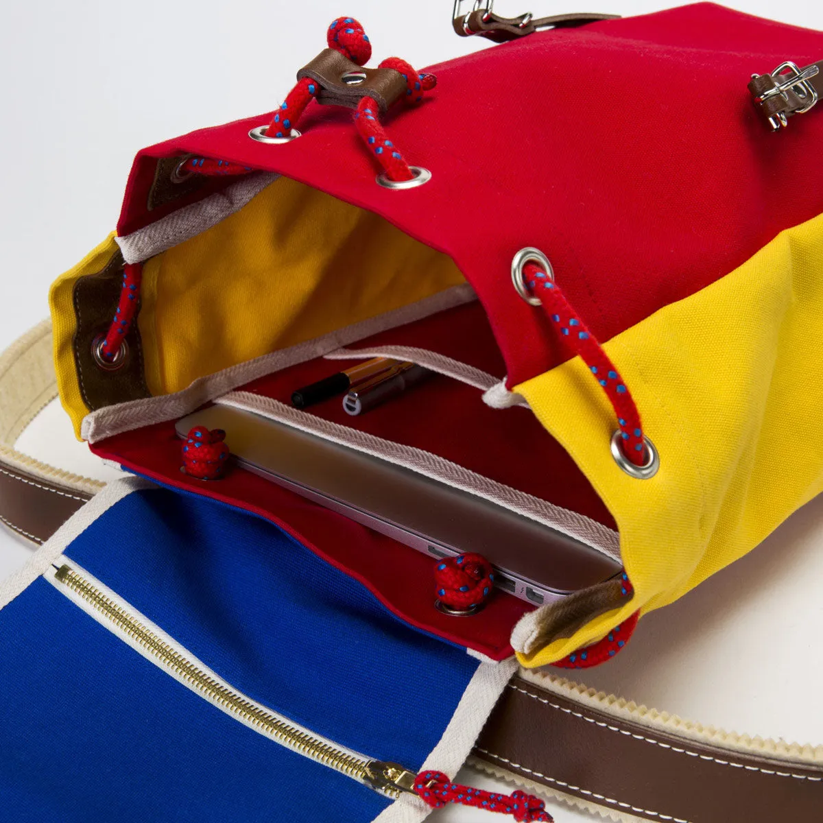 YKRA Matra Mini Cotton Strap Backpack Blue / Red / Yellow