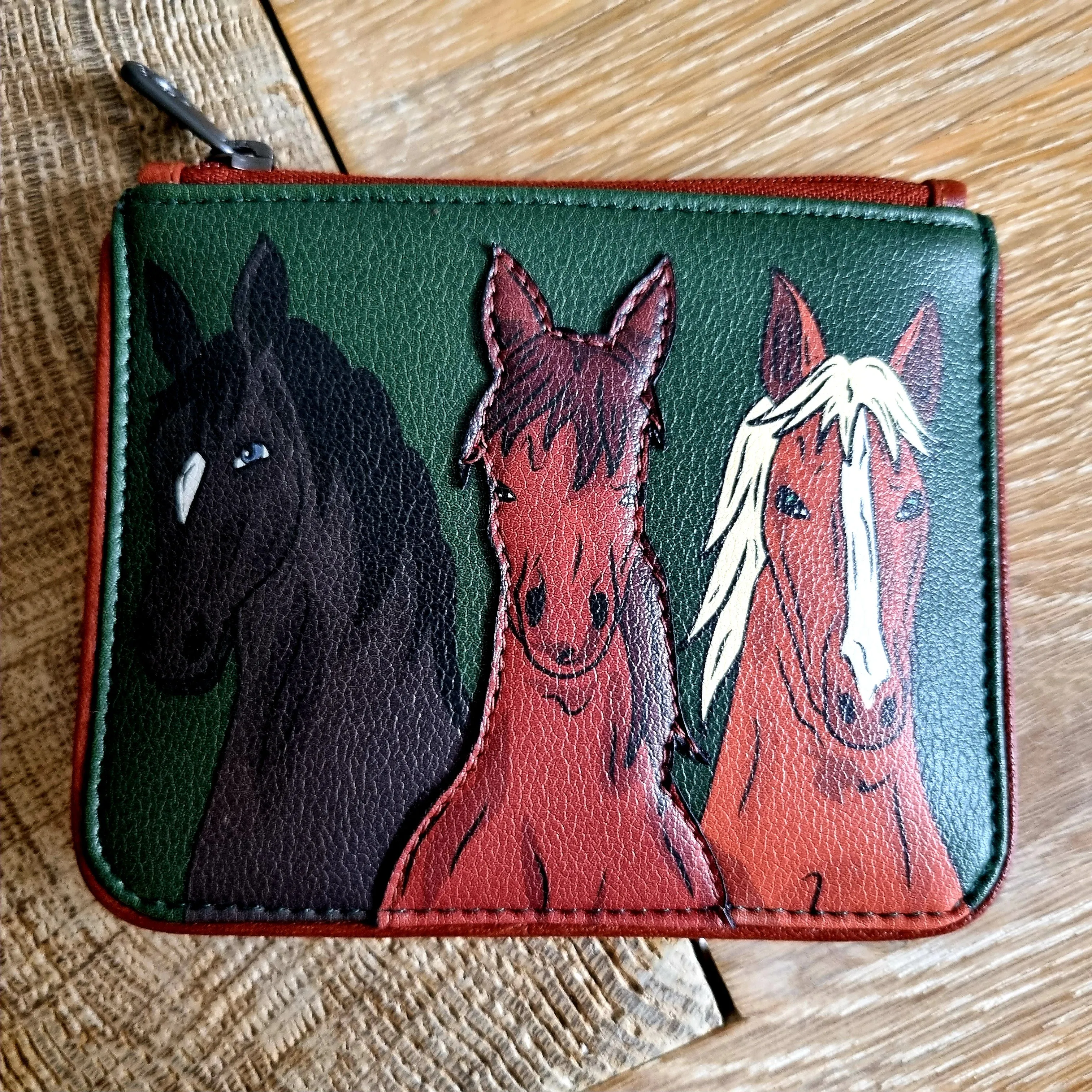 Yoshi Herd of Horses zip top purse Green